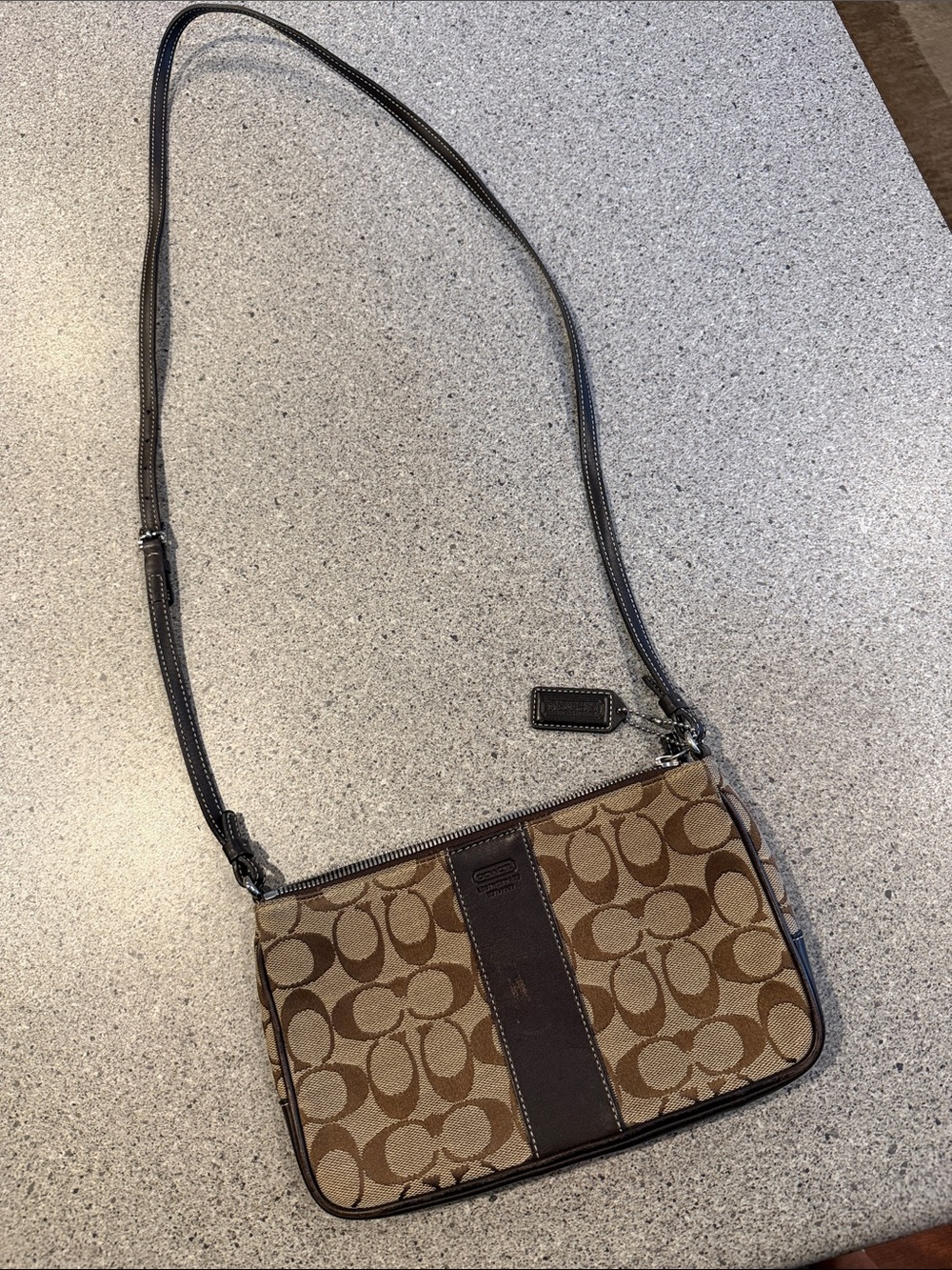 COACH VINTAGE Y2K C3J-6338 Brown & Tan Signature Canvas Crossbody Bag